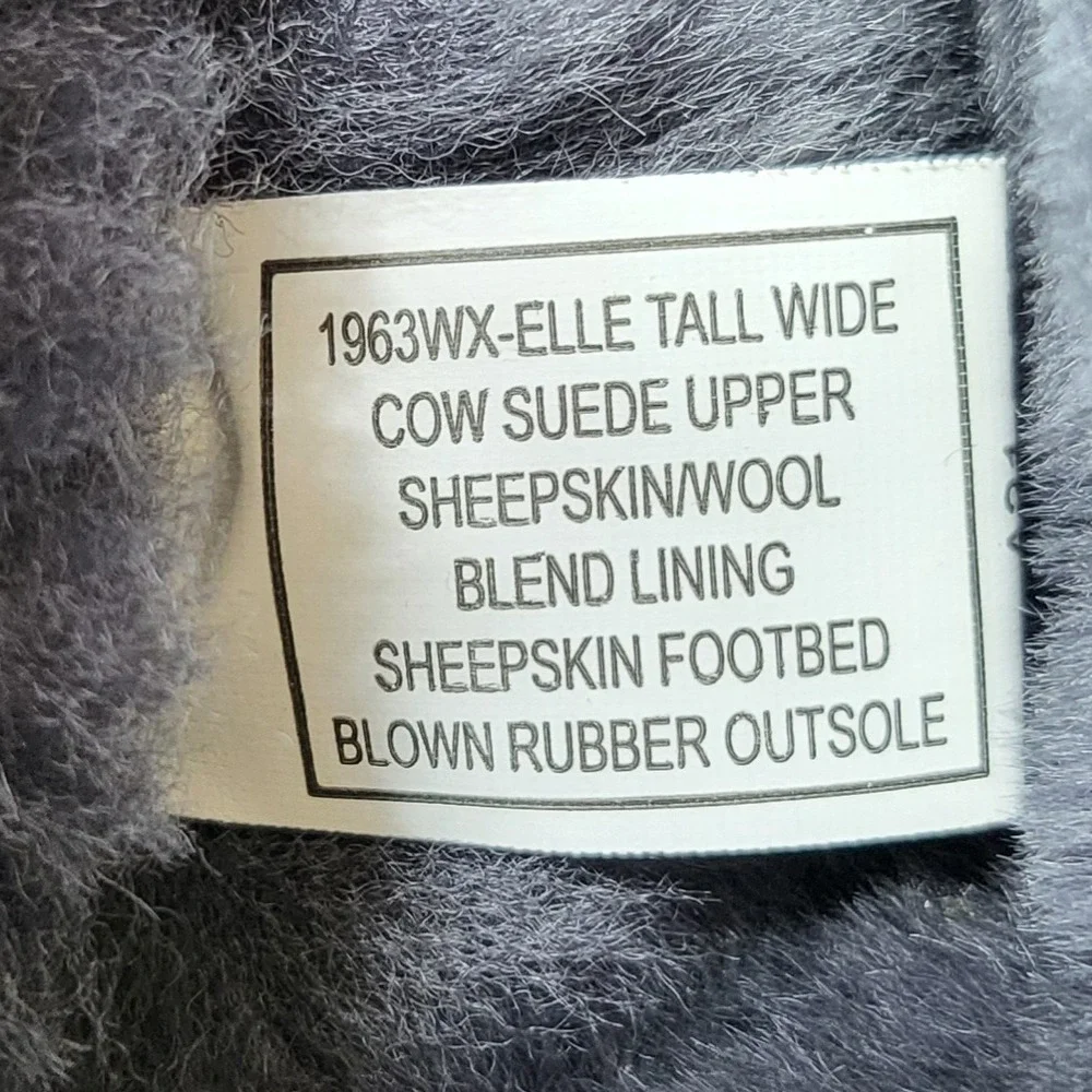 Bearpaw Women's Elle Tall‎ Wide Calf Suede Sheepskin Boots Charcoal Grey Size 8